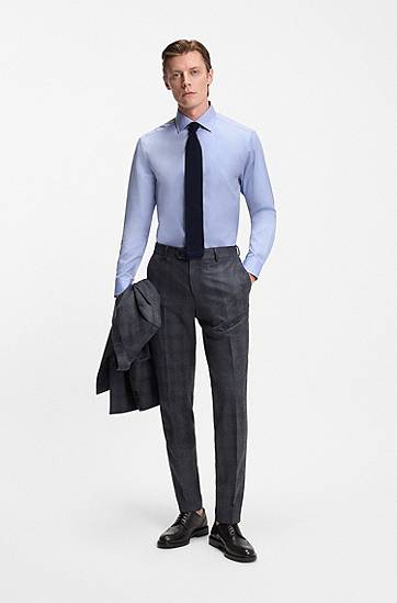 Риза BOSS BECKHAM x BOSS slim-fit shirt in Oxford cotton Синьо | 50554813, 1