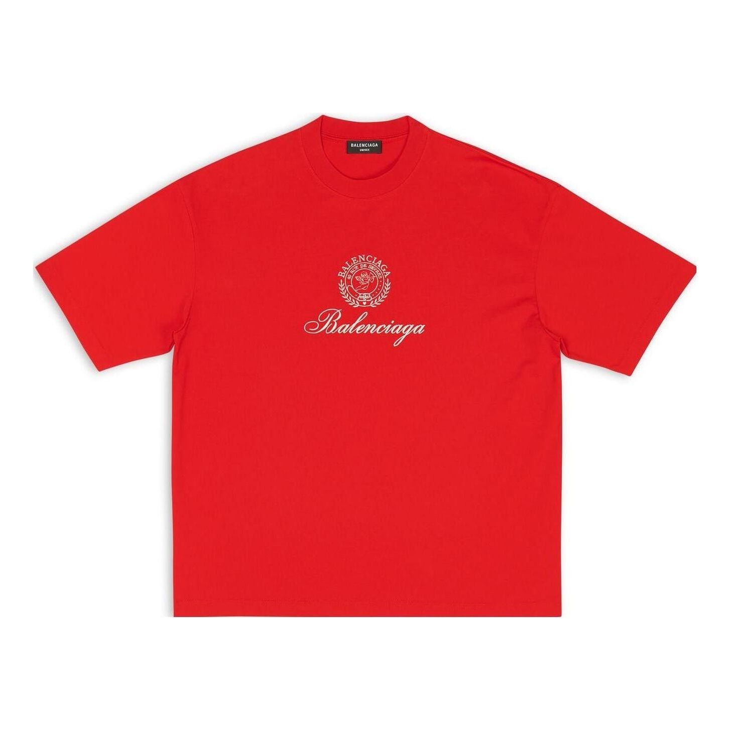 Тениска Balenciaga Crest Medium Fit T-Shirt Червено | 612966TMVL46971, 0
