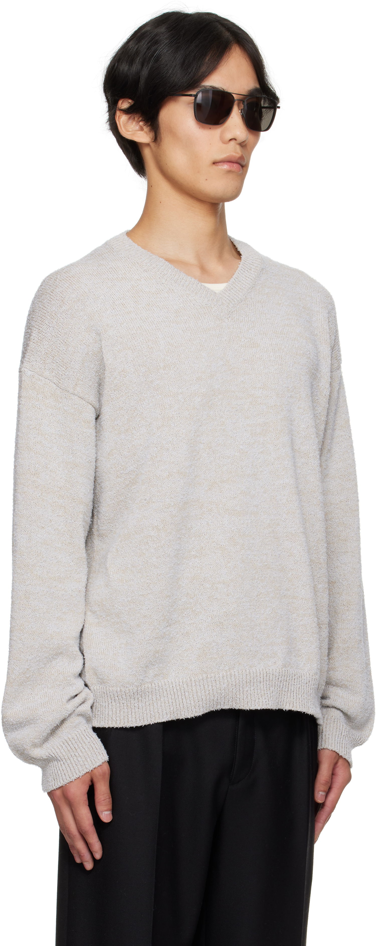 Пуловер Maison Margiela Maison Margiela V-Neck Sweater Сиво | S50HN0019 M13152, 1