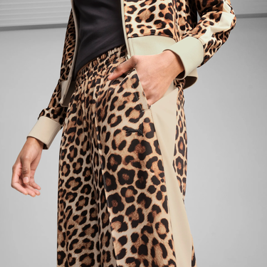 Панталони Puma T7 LEO LUXE Leopard Print Straight Pants with Side Stripes Бежово | 632343-87, 1