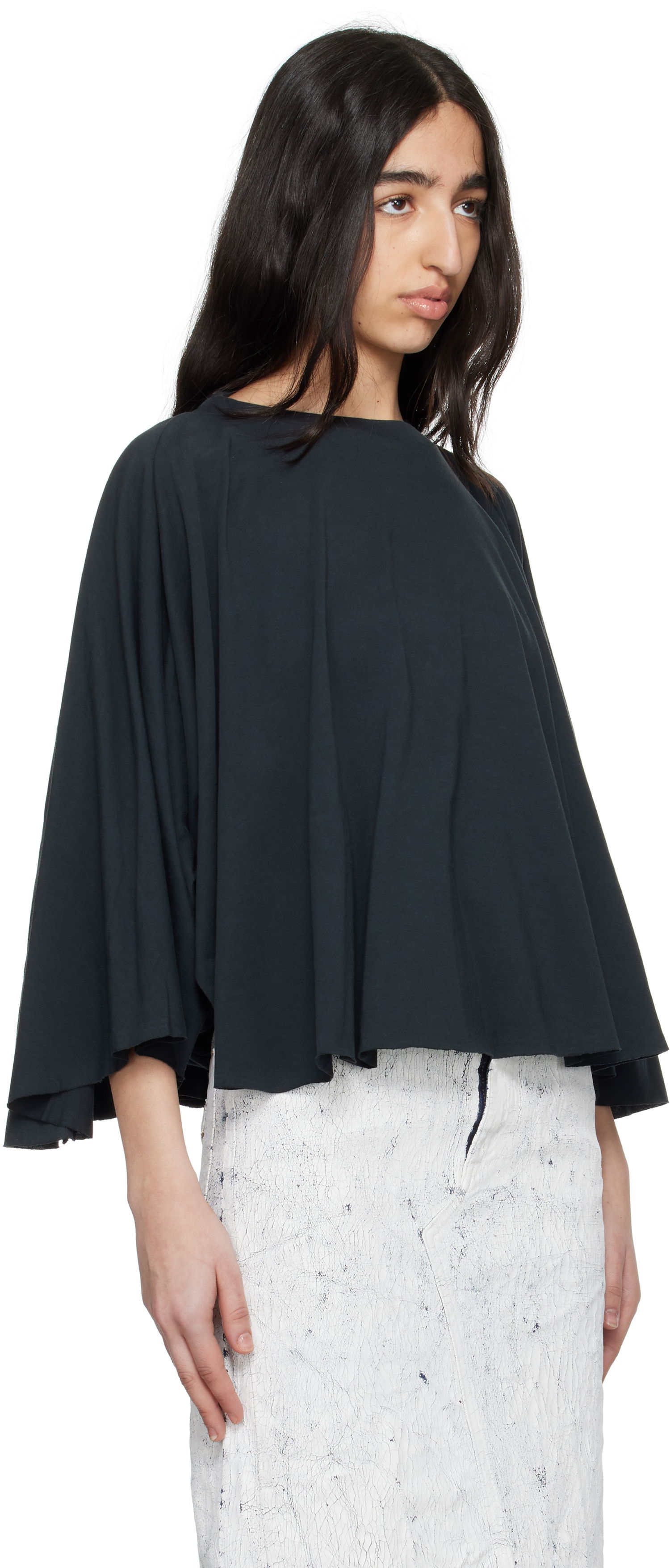 Пуловер Maison Margiela MM6 Maison Margiela Jersey Batwing Top Черно | S62NH0038 M20115, 1