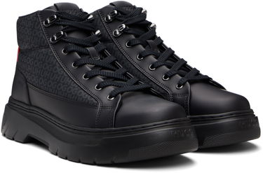 Кецове и обувки BOSS HUGO Printed-Logo Faux-Leather Boots Черно | 50552644, 3