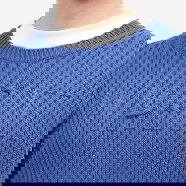 Пуловер Marni Marni Men's Ribbed Crew Knit Sweater with Logo, Size 48 Синьо | GCMG0430A0-UFC950-00B53, 5