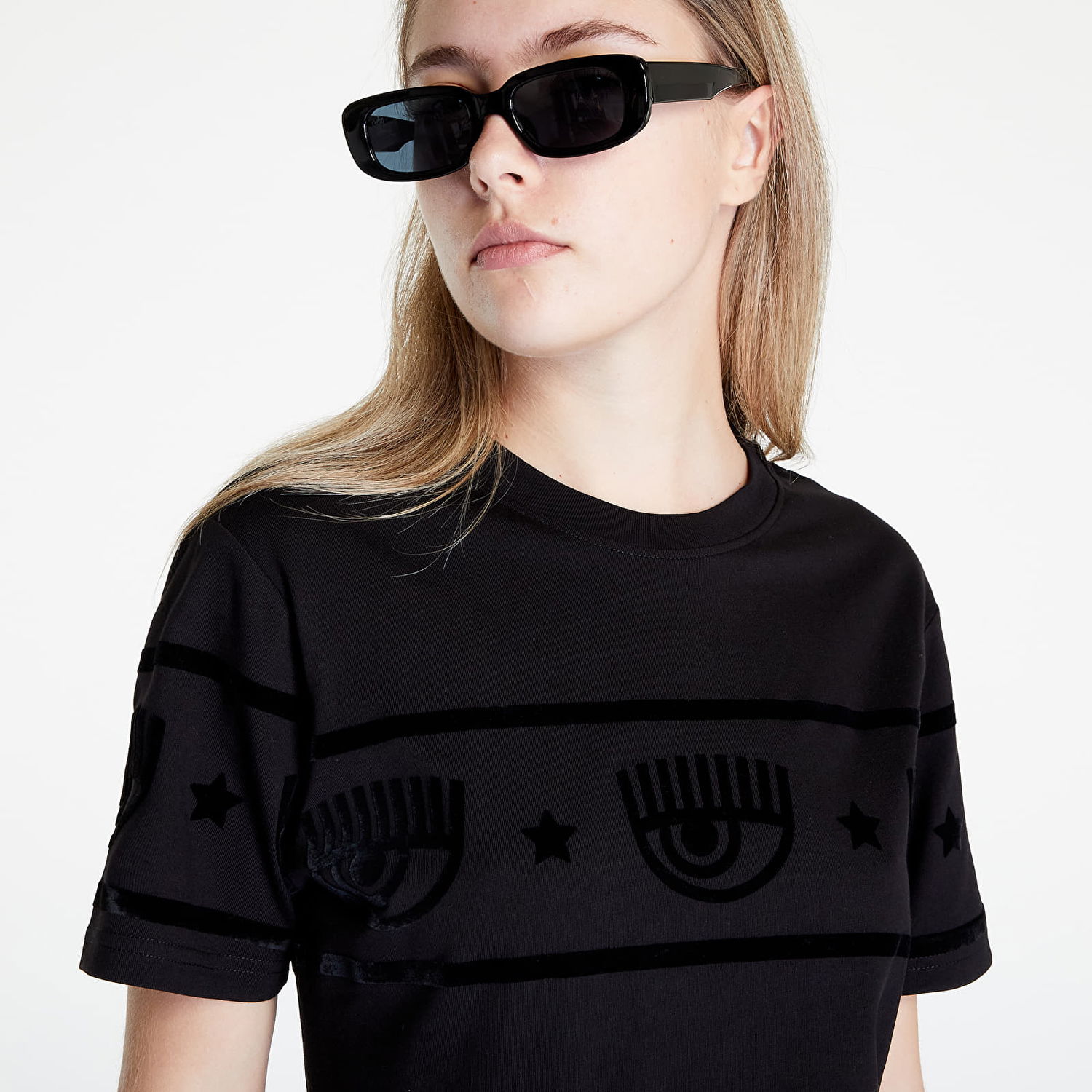 Тениска Chiara Ferragni Maxilogomania Flock T-Shirt Черно | 73CBHT08CJT04899, 1