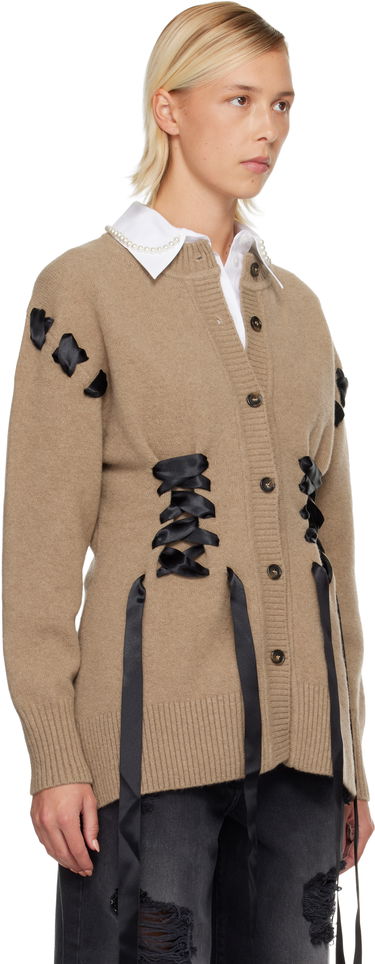 Пуловер Simone Rocha Simone Rocha Sculpted Ribbon Corset Cardigan Бежово | LMK8 0660, 1