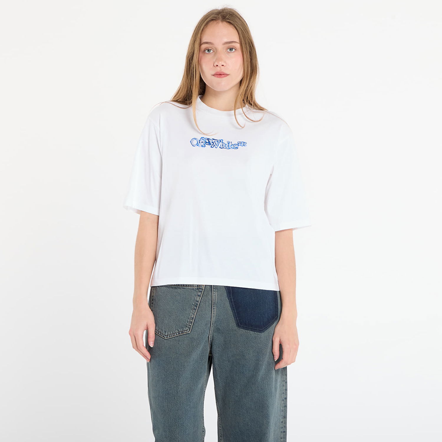 Тениска Off-White Off-White Cloudy Arrow Boxy T-Shirt Бяло | OWAA124F25JER0040147, 0
