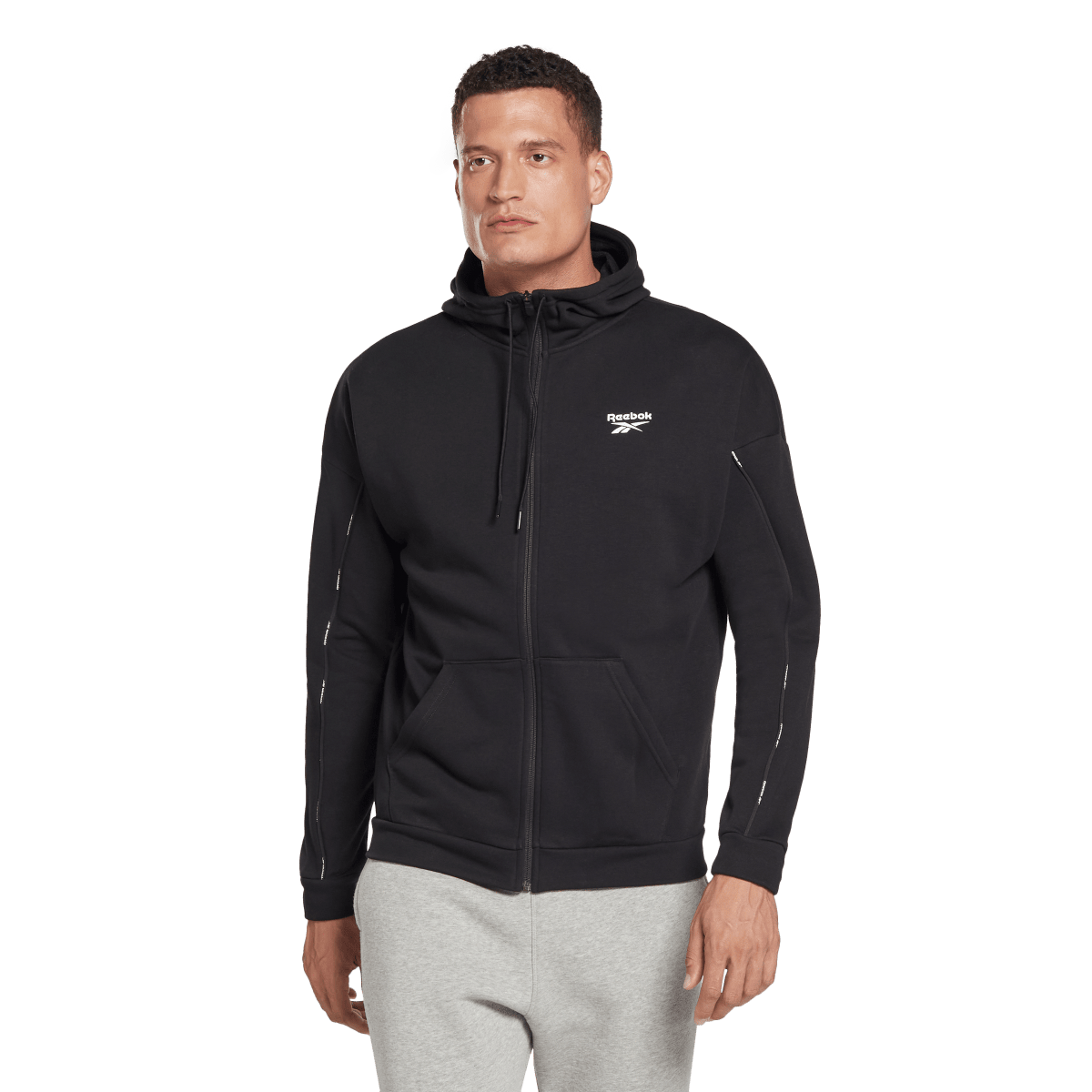 Суитчър Reebok Full-Zip Hoodie with Piping Черно | HA1072, 0
