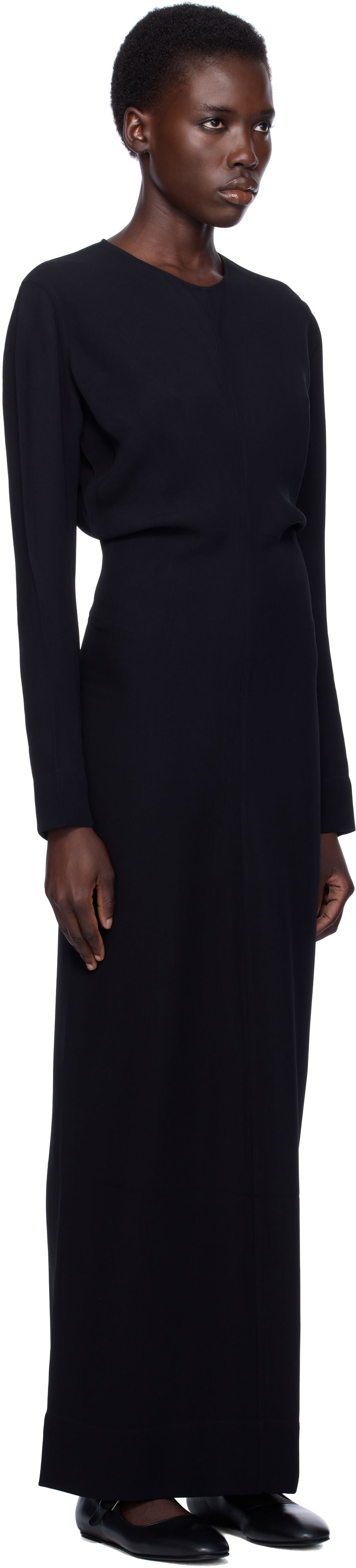 Pокля TOTEME TOTEME Long-Sleeve Slouch Waist Maxi Dress Черно | 252-WRD4592-FB0414, 1