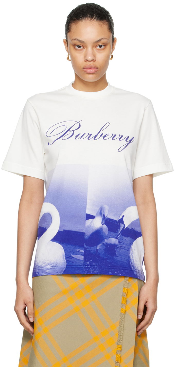 Тениска Burberry Swan T-Shirt Синьо | 8077611, 0