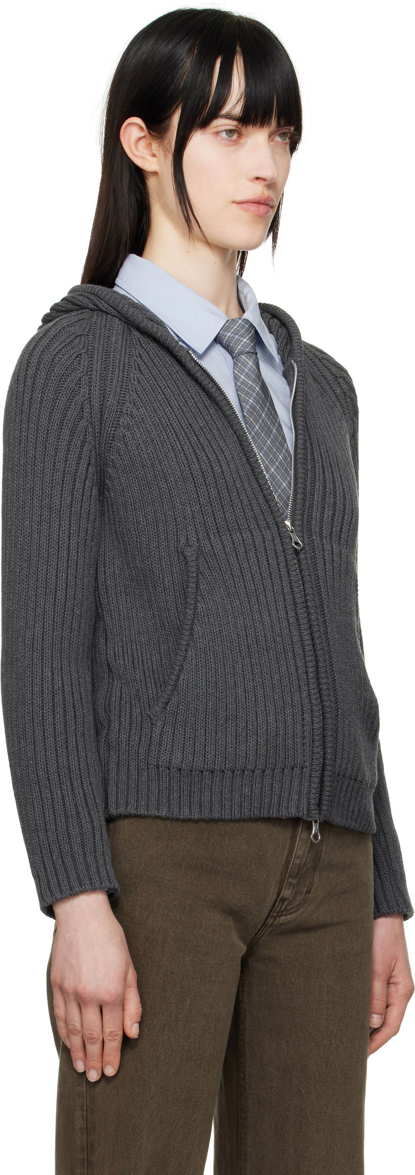 Пуловер OUR LEGACY OUR LEGACY Knit Zip Hoodie Сиво | W2253LD, 1