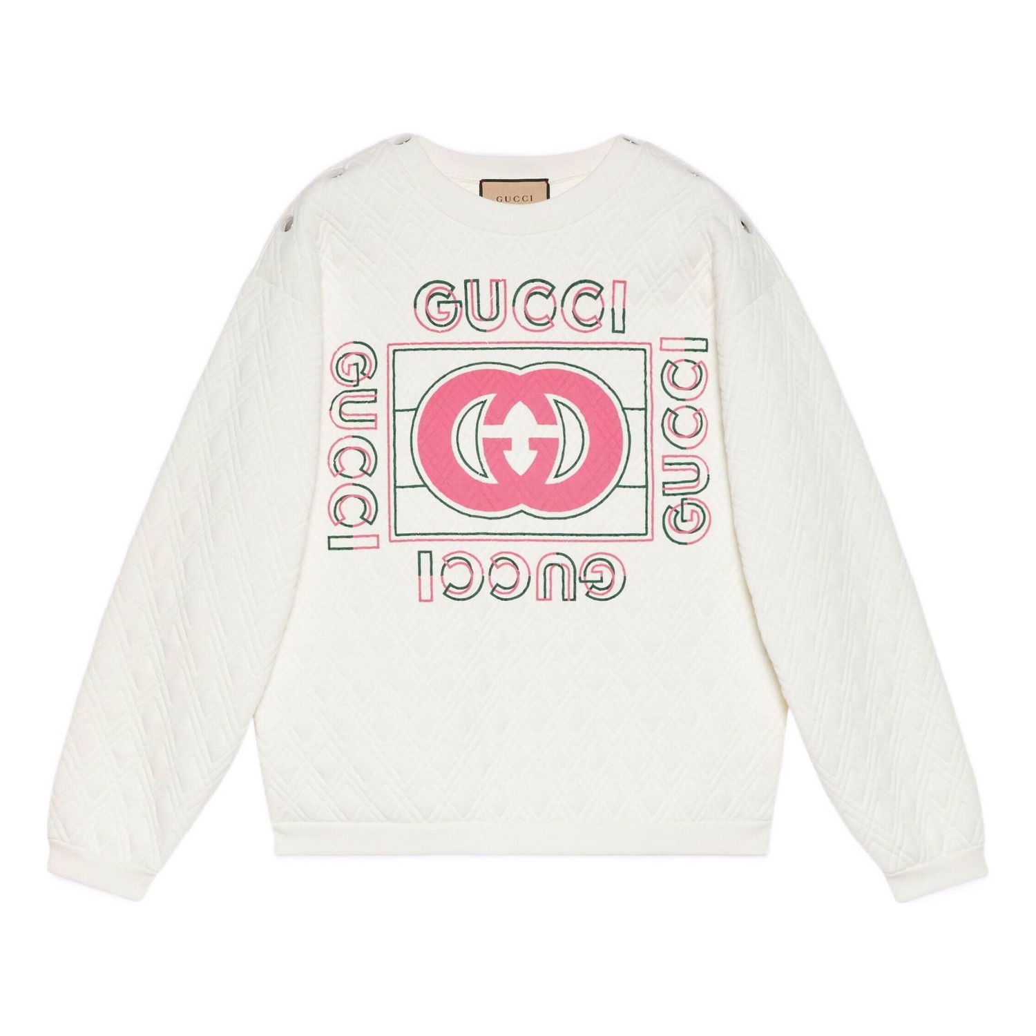 Суитчър Gucci Vintage Logo Quilted Sweatshirt Бяло | 717400-XJEV9-9095, 0
