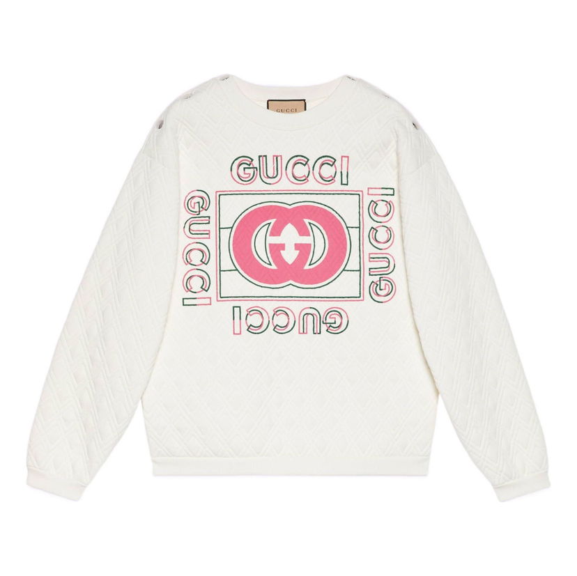Суитчър Gucci Vintage Logo Quilted Sweatshirt Бяло | 717400-XJEV9-9095