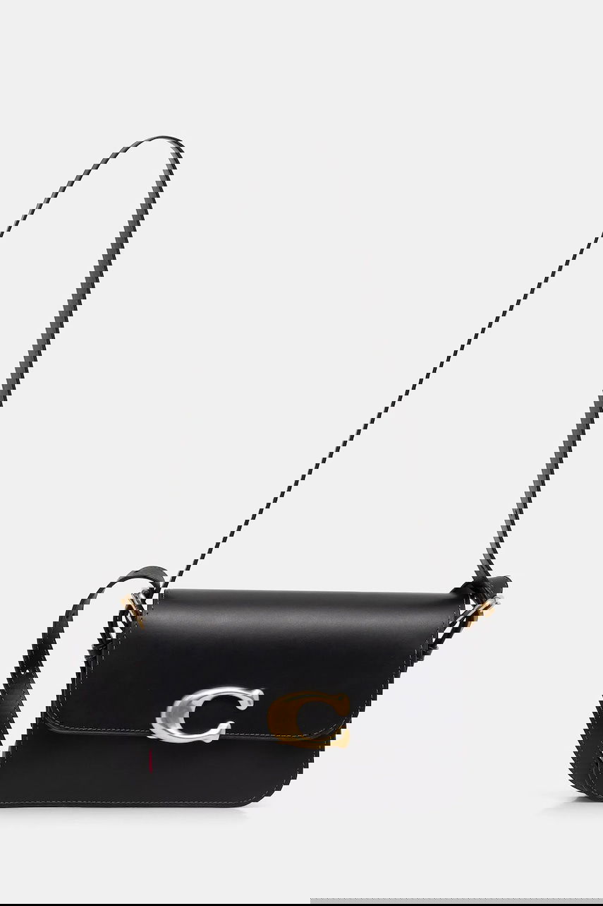 Чанта през рамо Coach Leather Flap Shoulder Bag with C-Lock Черно | CAM17, 0