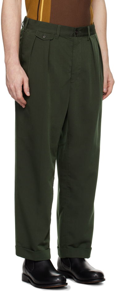 Панталони BEAMS BEAMS PLUS 2 Pleats Trousers Зелено | 3823-0094-791, 1
