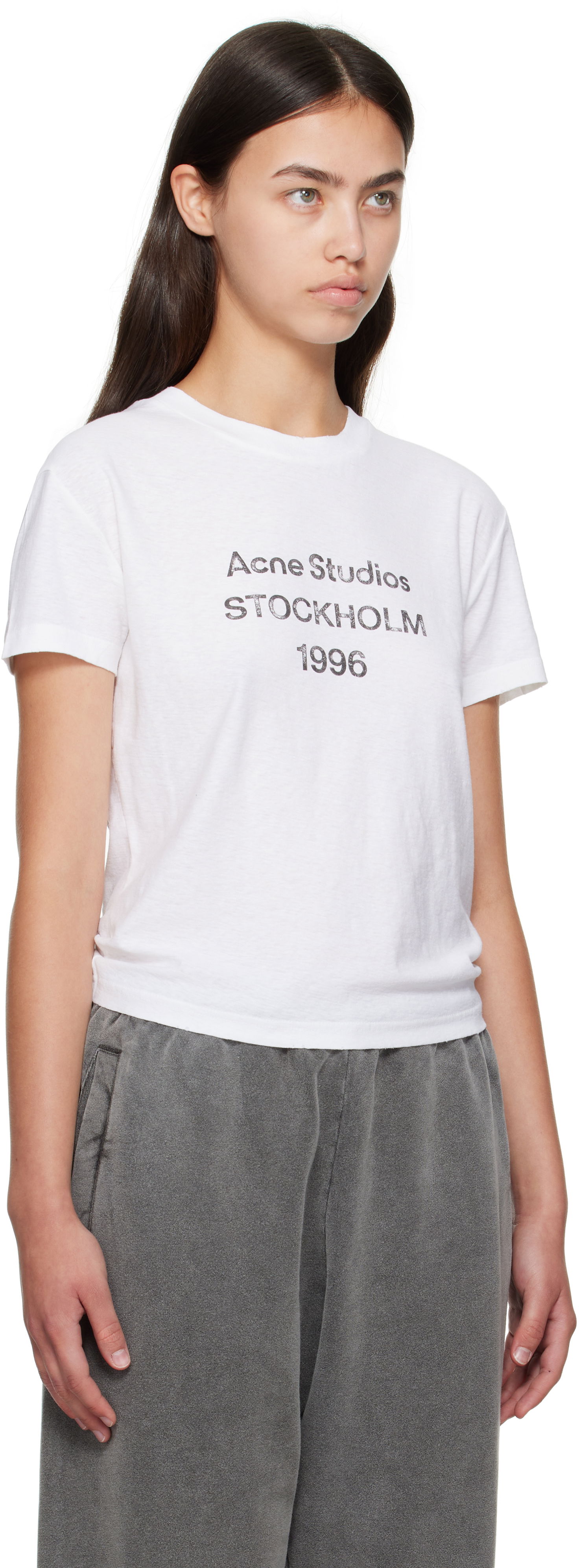 Тениска Acne Studios Acne Studios Logo T-Shirt Бяло | CL0397-, 1