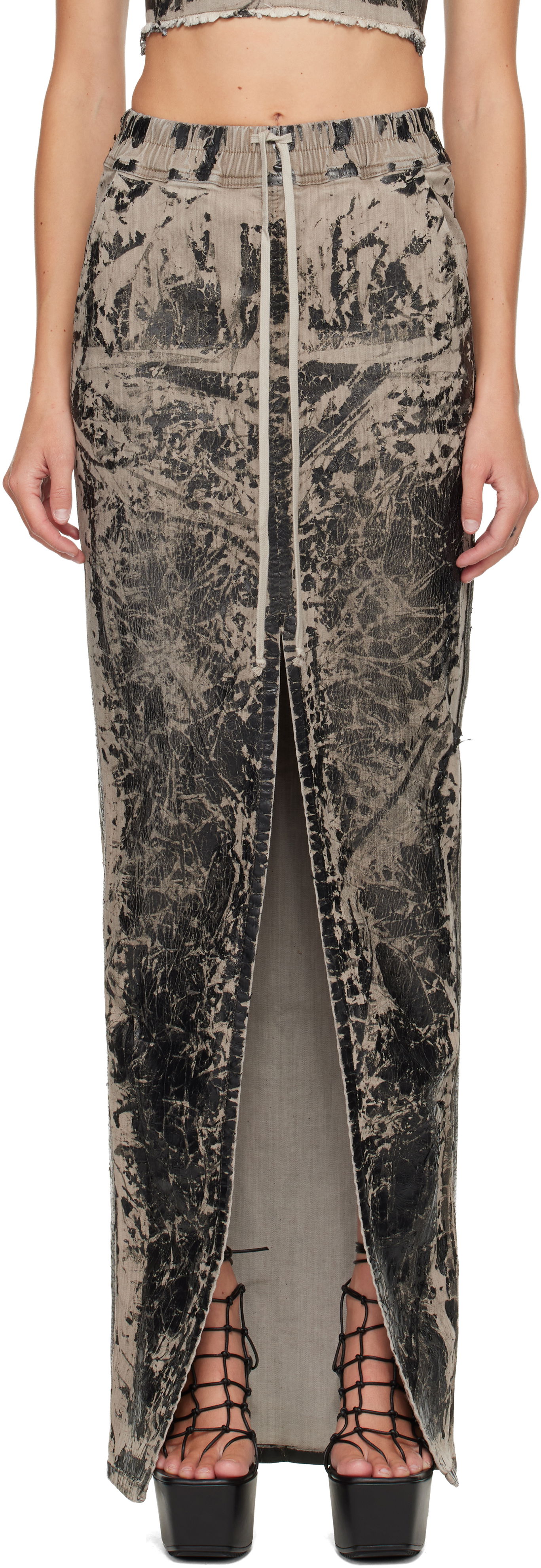 Пола Rick Owens DRKSHDW Concordians Phleg Pillar Denim Maxi Skirt Многоцветен | DS02E7333 SDWF, 0