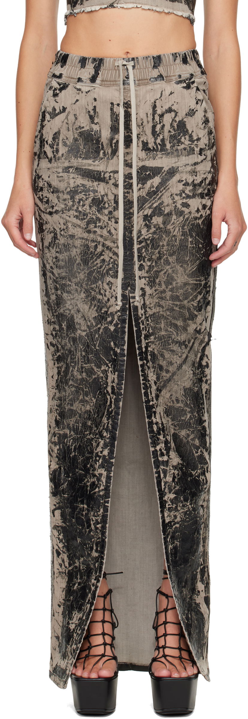 Пола Rick Owens DRKSHDW Concordians Phleg Pillar Denim Maxi Skirt Многоцветен | DS02E7333 SDWF