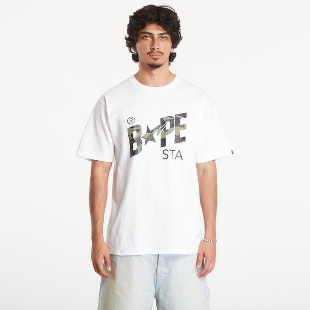 A BATHING APE 1St Camo Bape Sta Short Sleeve Tee White/ Green