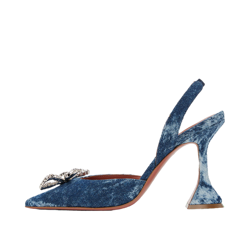 Кецове и обувки Amina Muaddi Denim Slingback Heels with Crystal Embellishment Синьо | ROSIE SLING CL DENIM ACID