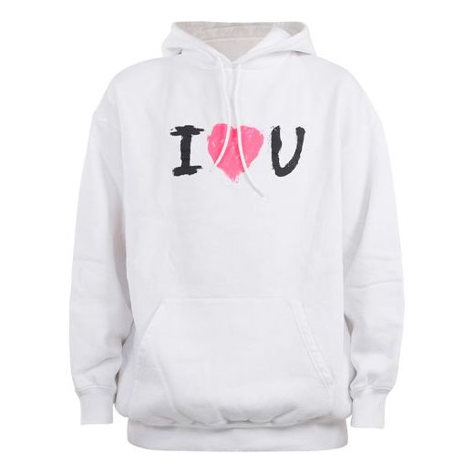 Суитчър Balenciaga Balenciaga 'I Love U' Graphic Print Hoodie Бяло | 570811TJVL69040