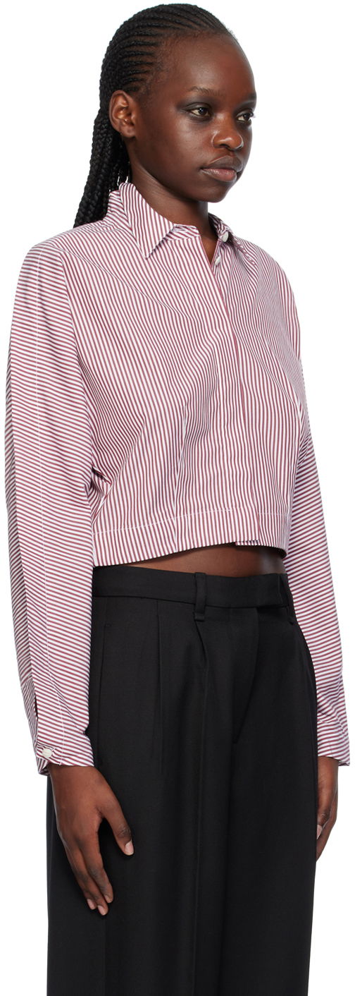 Риза rag & bone Morgan Striped Cropped Shirt Червено | WAW23HA0214621, 1