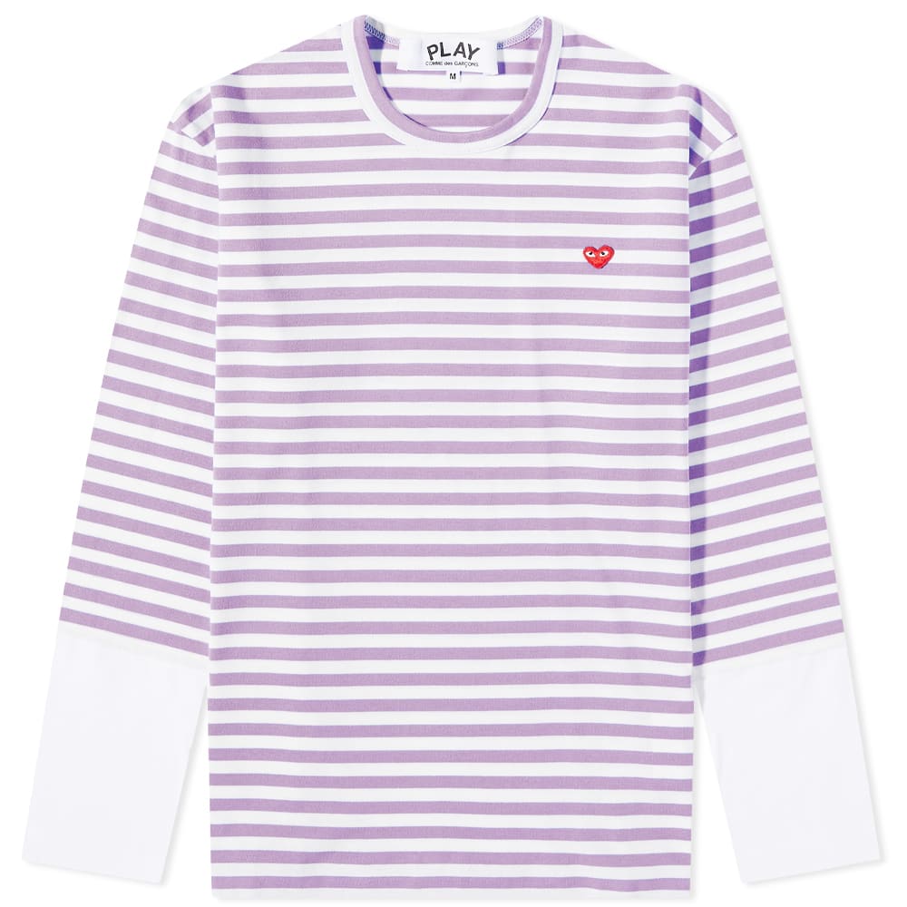 Тениска Comme des Garçons Play Stripe Contrast Sleeve Tee Лилаво | P1T320-4, 0