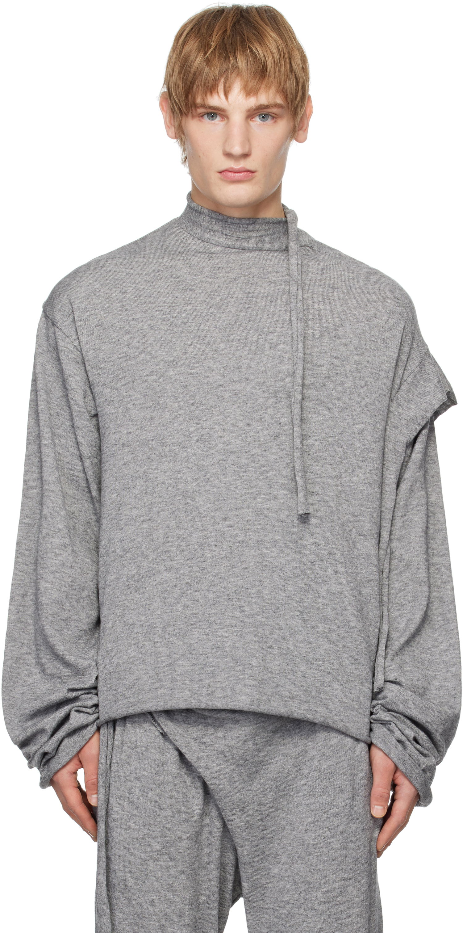 Пуловер Ottolinger Ottolinger Strap Knit Loose Longsleeve Sweatshirt Сиво | 2204010211, 0