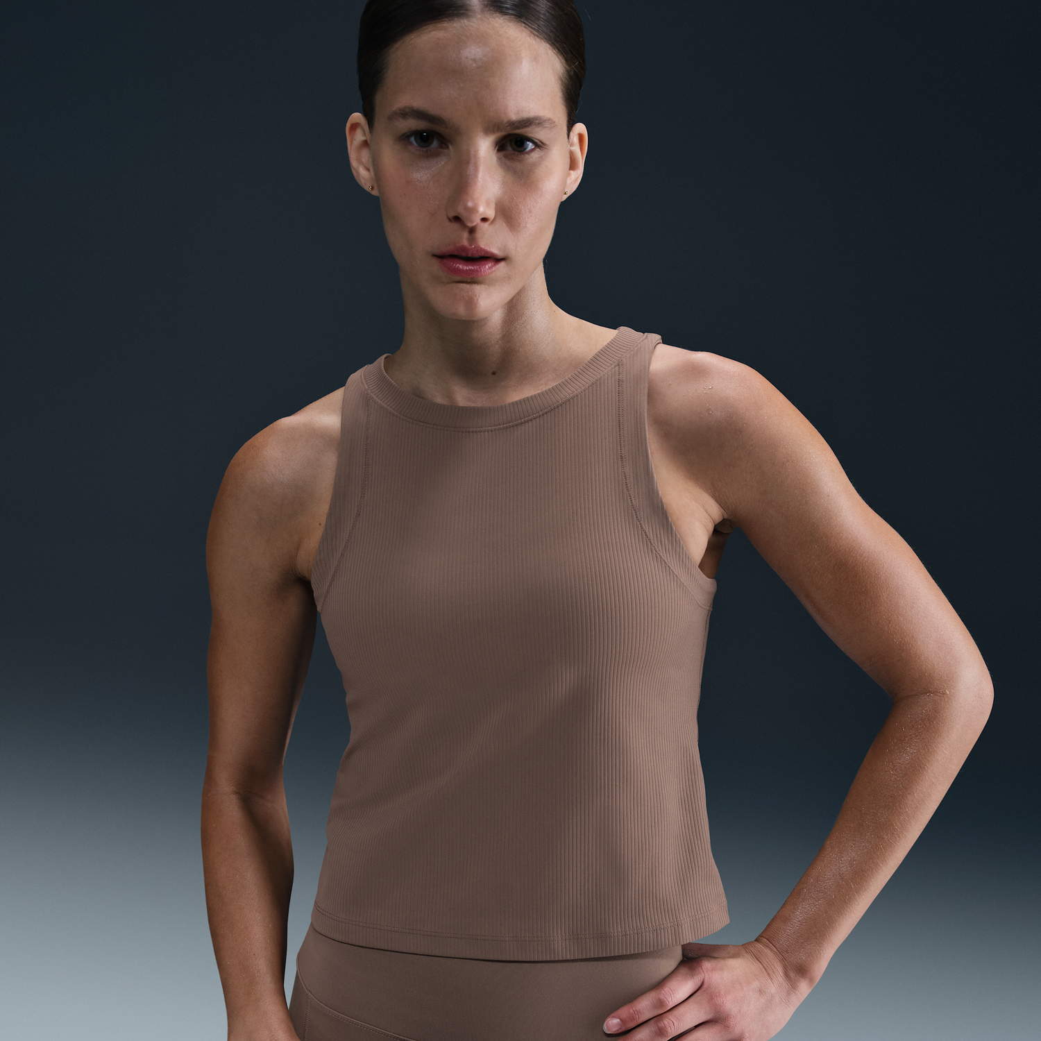 Потник Nike Nike Zenvy Dri-FIT Ribbed Tank Top Кафяво | HF2765-233, 1