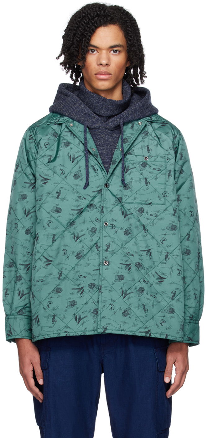 Яке BEAMS BEAMS PLUS Quilted Fishing Print Jacket Зелено | 38180380139, 0