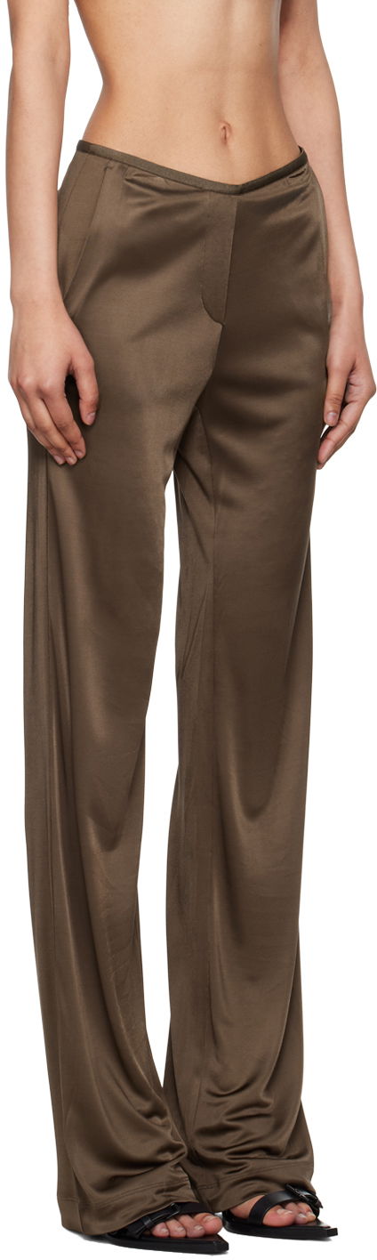 Панталони Helmut Lang Helmut Lang Car Satin Trousers Кафяво | O02HW205, 1