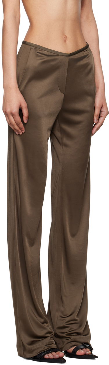 Панталони Helmut Lang Helmut Lang Car Satin Trousers Кафяво | O02HW205, 1