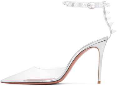 Грижа за обувките Amina Muaddi Amina Muaddi Julia Glass Heeled Sandals Металик | JULIA GLASS SANDAL CT PVC, 2