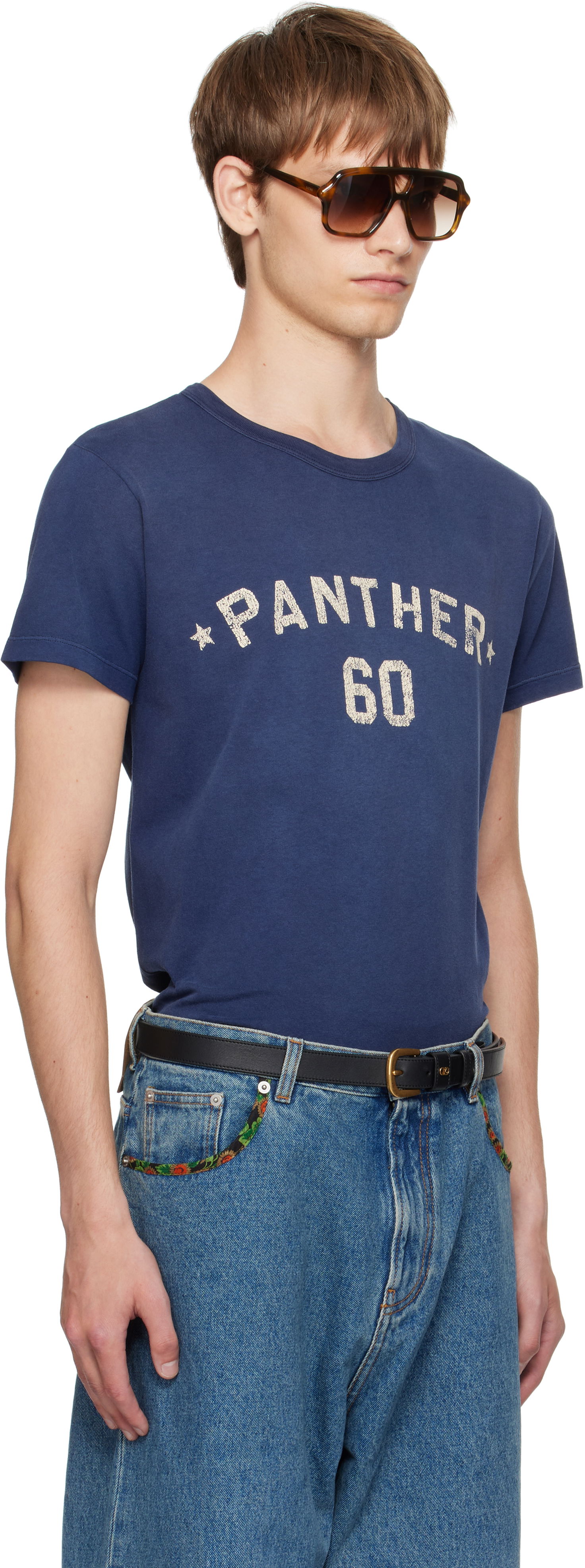 Тениска Valentino Valentino 'Chez Valentino' Panther 60 Graphic T-Shirt Синьо | 7V3MG17EAYD, 1