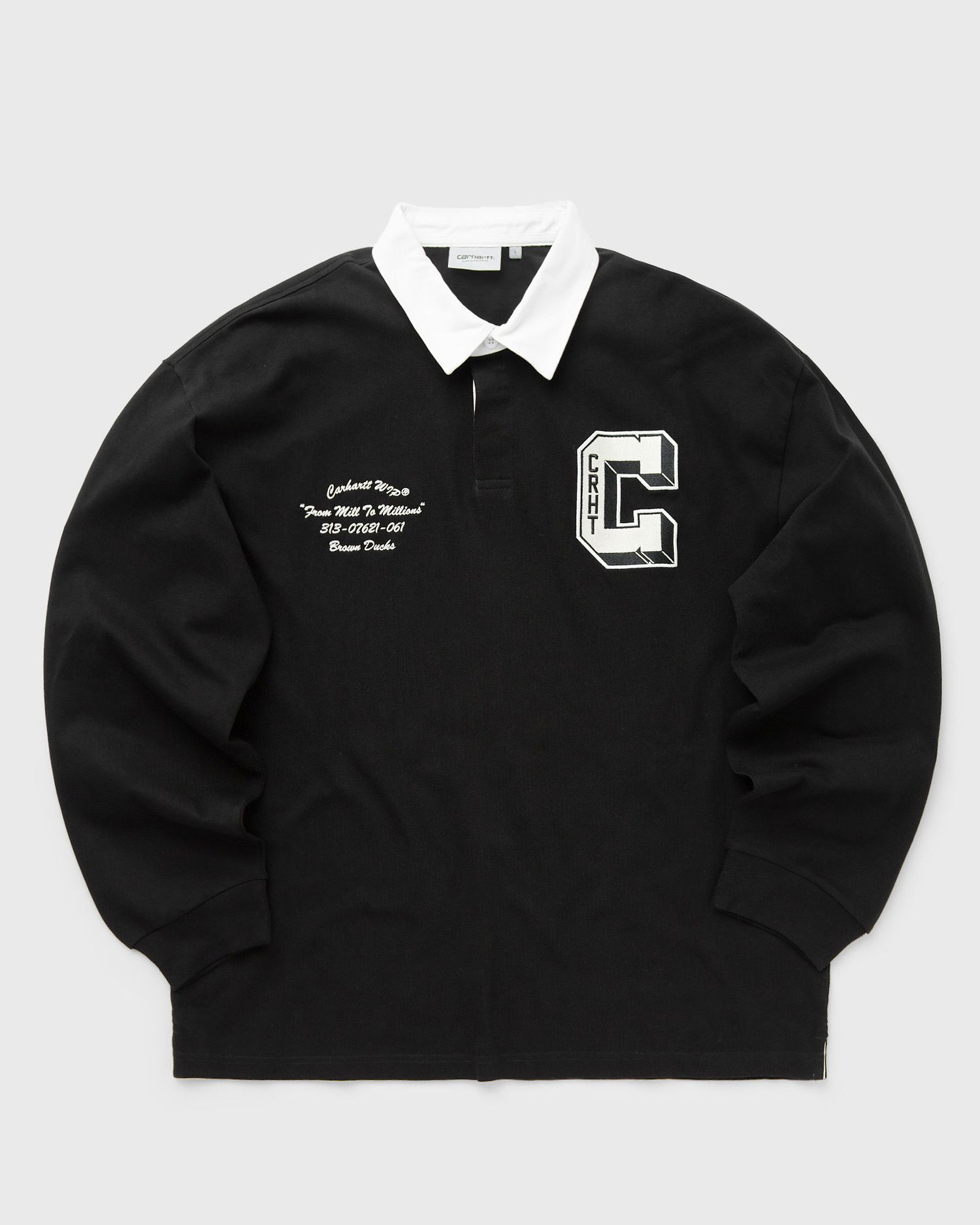 Поло тениска Carhartt WIP Rugby Shirt Long Sleeve Черно | I033832-0D2.XX, 0