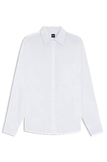 Риза BOSS Oversized Cotton Blouse Бяло | 50543800, 0