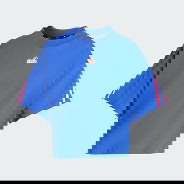 Съкратен топ adidas Performance 3-Stripes Cropped Sport T-Shirt Синьо | IS8340, 4