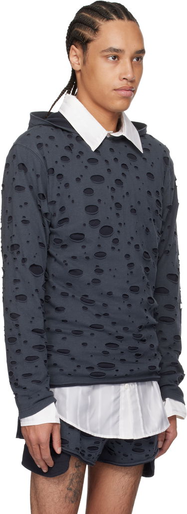 Суитчър Acne Studios Acne Studios Layered Knitted Hoodie Тъмно синьо | BL0407-, 1