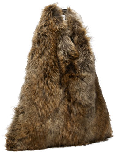 Голяма пазарска чанта Maison Margiela MM6 Maison Margiela Satin and Faux-Fur Tote Кафяво | S54WD0039 P8486, 3