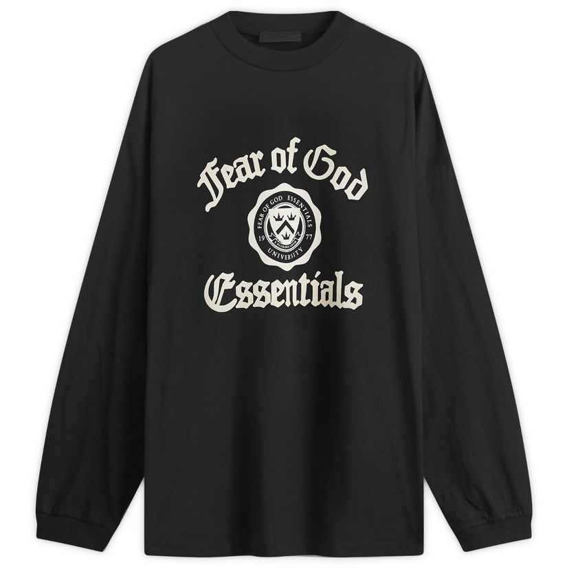 Тениска Fear of God Essentials University Long Sleeve T-Shirt Черно | 125HO242010F