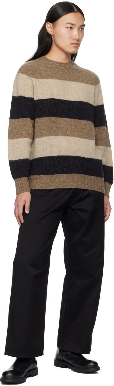 Пуловер BEAMS BEAMS PLUS Crew Stripe Shaggy Sweater Кафяво | 38150197319, 3