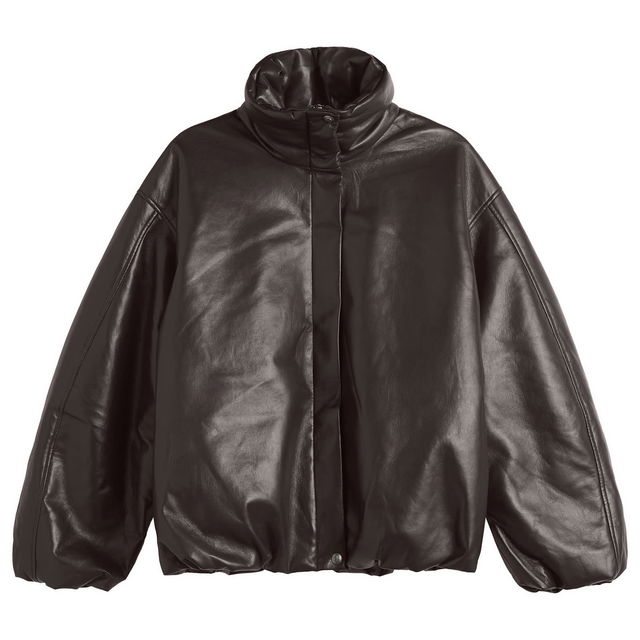 Cyrus Faux Leather High-Neck Puffer Jacket