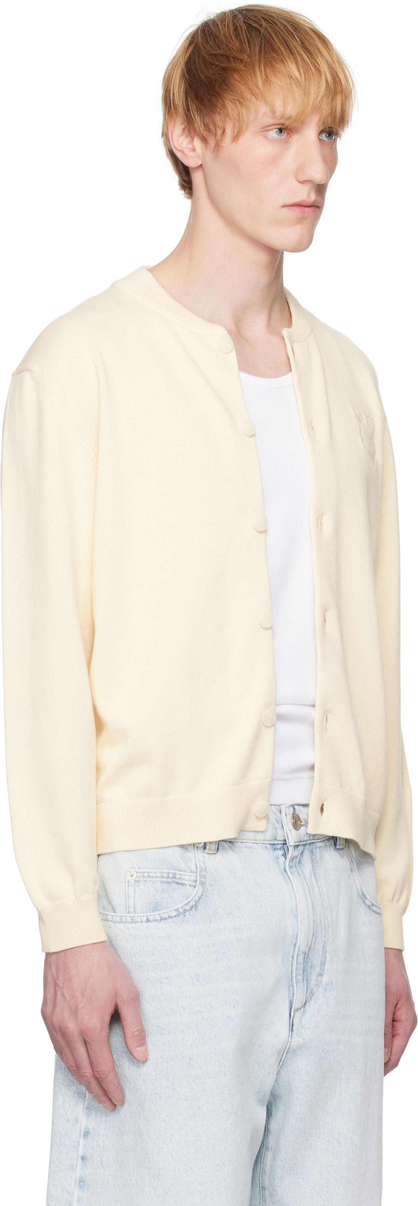 Пуловер MAISON KITSUNÉ Maison Kitsuné Fox Head Embroidered Cardigan Жълто | OM02135KT1135, 1