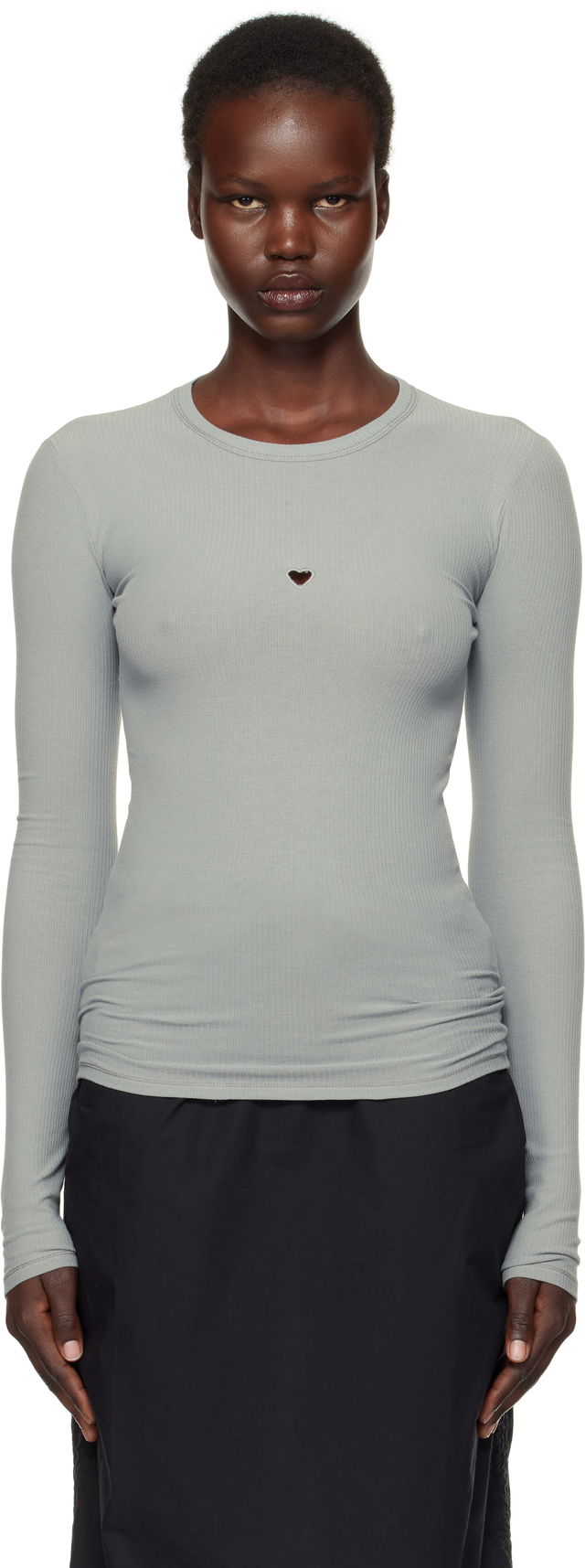 Baserange Heart Cutout Long Sleeve T-Shirt