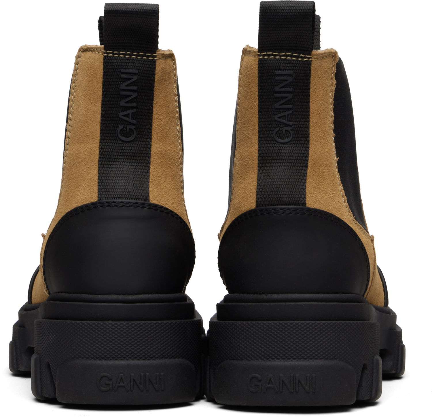 Кецове и обувки GANNI Low Suede Chelsea Platform Boots with Rubber Toe Бежово | S3244, 1