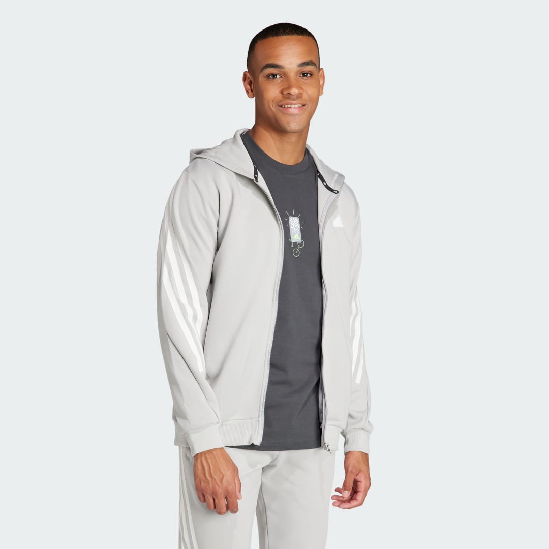 Суитчър adidas Performance Sportswear Future Icons 3-Stripes Full Zip Hoodie Бяло | IR9157, 1