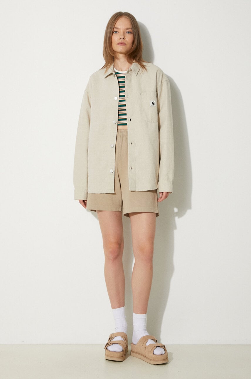 Риза Carhartt WIP Ethel Shirt Jac Relaxed Linen Blend Classic Collar Бежово | I033569.502, 1