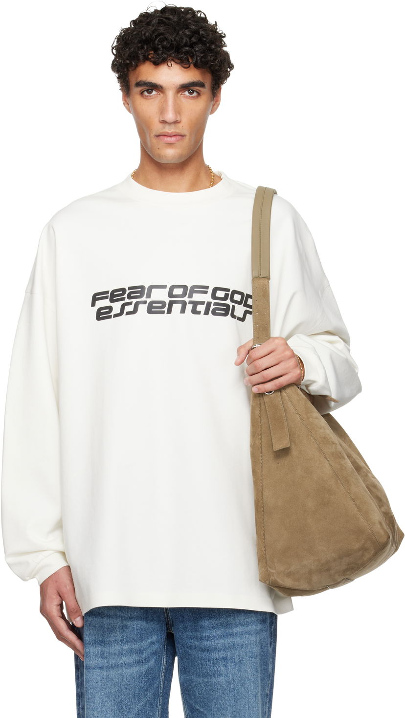Тениска Fear of God Fear of God ESSENTIALS Holiday Ponte 90s Long Sleeve T-shirt Бяло | 125HO254543F