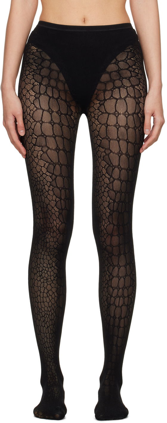 Чорапи Alaïa Croco Patterned Tights Черно | AA9A50105M854