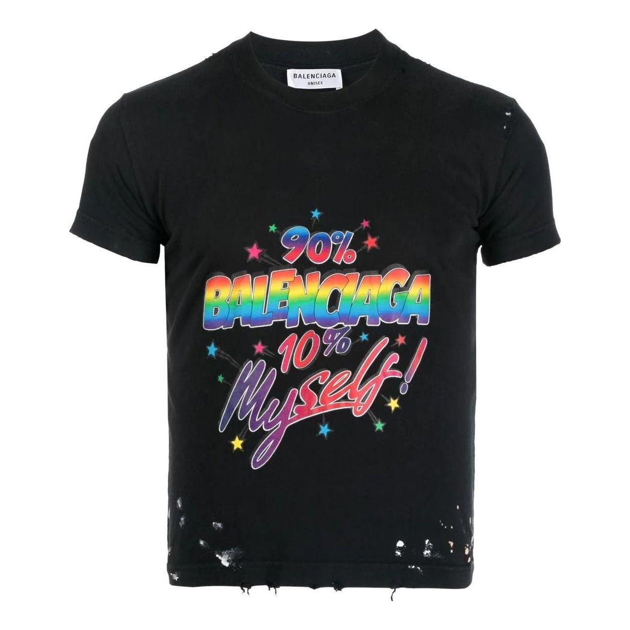 Тениска Balenciaga Balenciaga Distressed Graphic Jersey T-Shirt Черно | 612964TMVH31055, 0