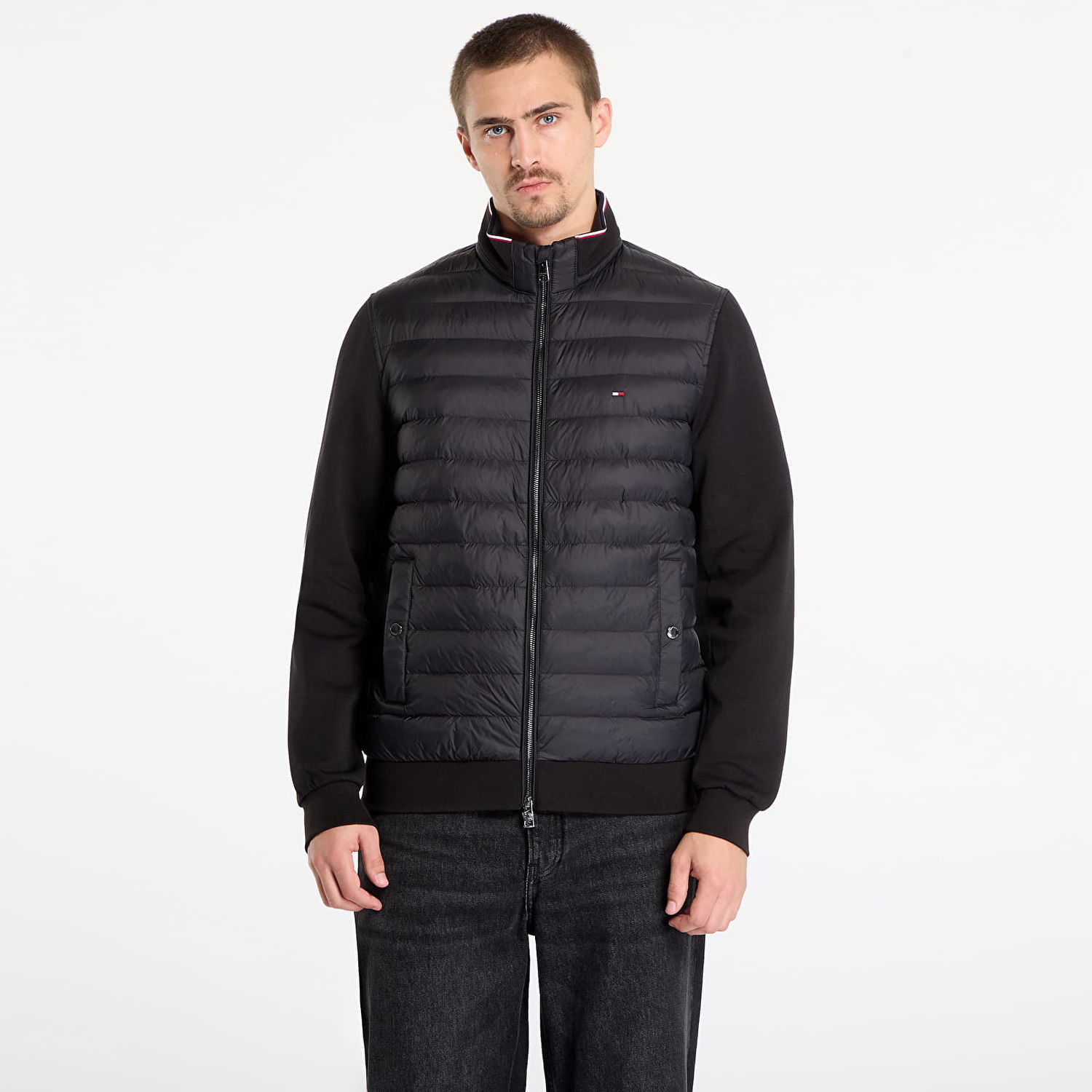 Пухо яке Tommy Hilfiger Jacket Mix Media Ess Rwb Stand Collar Черно | MW0MW41329 BDS, 0